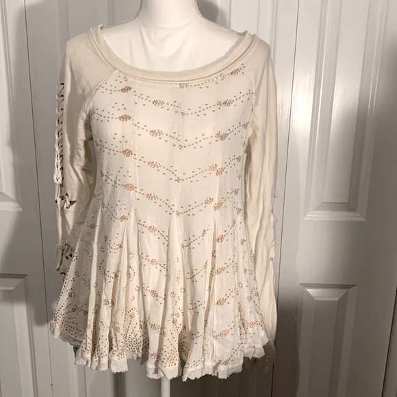 Free People Romantic collection size L gorgeous top with laces up sleeves - Picture 1 of 7